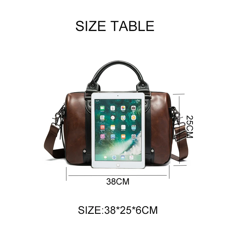 

Men Briefcase PU Leather Handbags Business Crossbody Bag Retro Causal Shoulder Messenger Bag Large Capacity Luggage Bags for Men