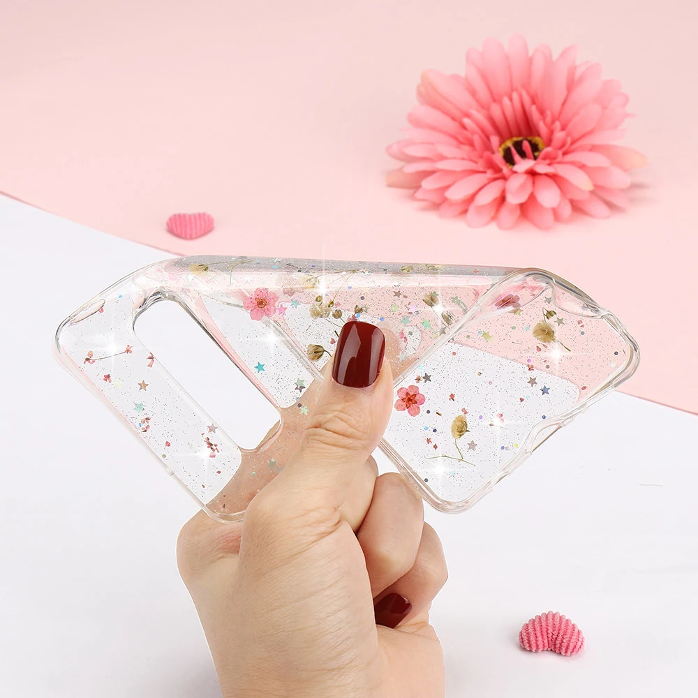 Мягкий силиконовый чехол с настоящими высушенными цветами для Samsung S20 Ultra S10 S8 S9 Plus