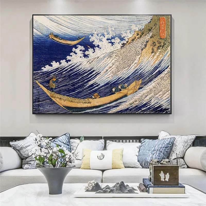 

Japanese Art The Ocean Waves Canvas Painting Poster Vintage Wall Canvas Prints Cuadros for Living Room Home Decor