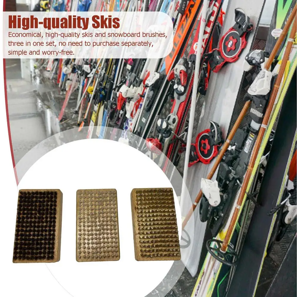 Набор щеток для воска лыж 3 в 1 включает себя нейлоновый/латунный/металлический