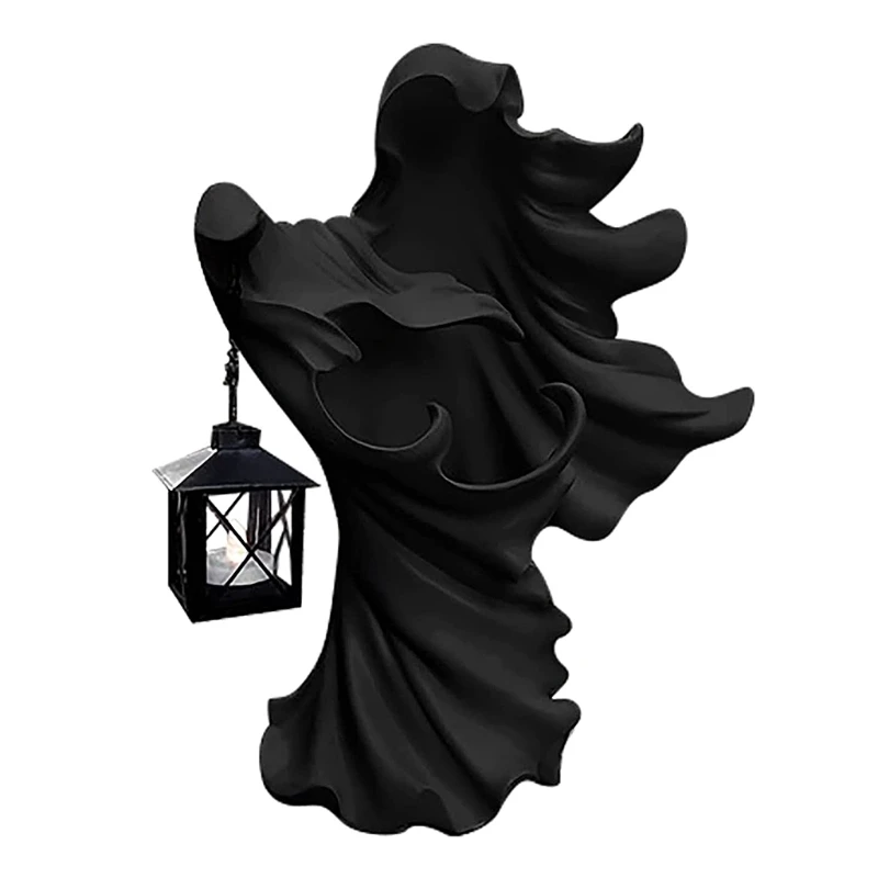 

Хеллоуин мессенджер с фонариком питание от солнечной энергии Хэллоуин Смола ведьма реальный призрак Гуль скульптура