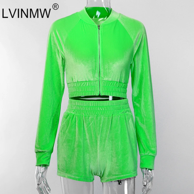 LVINMW повседневный Бархатный комплект из двух предметов на молнии в стиле пэчворк