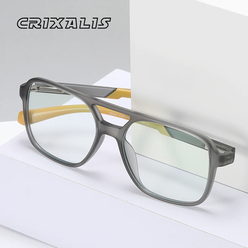 CRIXALIS Oversized Blue Light Blocking Glasses Men Acetate Ultralight TR90 Transparent Frame Women Computer Gaming Eyewear UV400