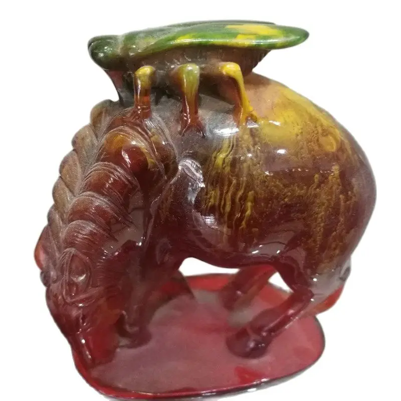 Сборная китайская статуя летающей лошади 2 старинные янтарные украшения|chinese