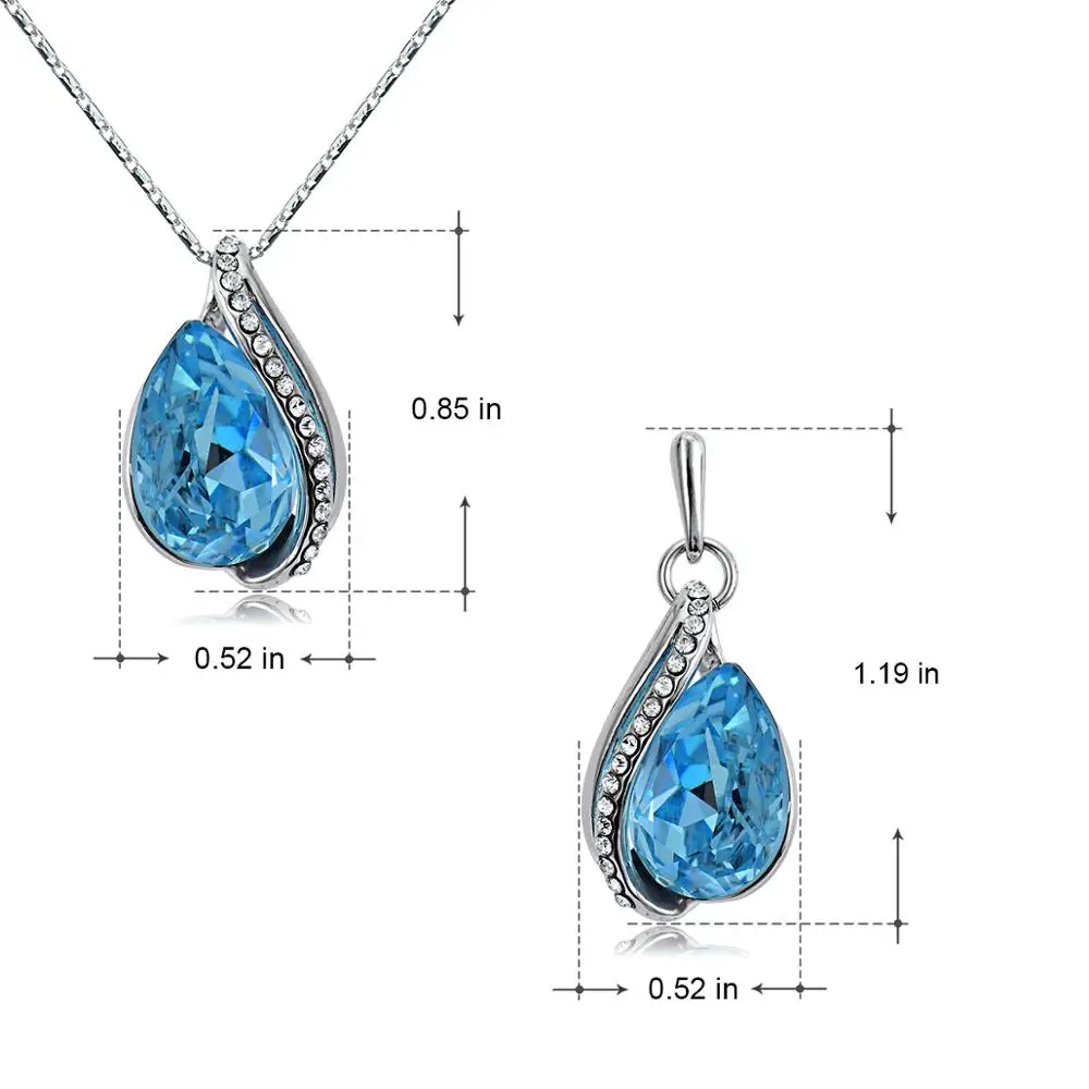 

Viennois Luxury Cubic Zirconia Jewelry Set for Women Blue Shaped Water Drop Luxury Earrings Pendant Necklace Wedding Jewelry Set