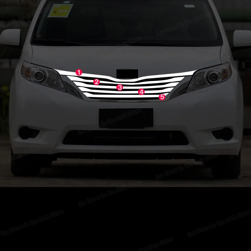 Lsrtw2017 блестящие серебряные abs Передние решетки для автомобилей toyota sienna 2011 2012 2013 2014