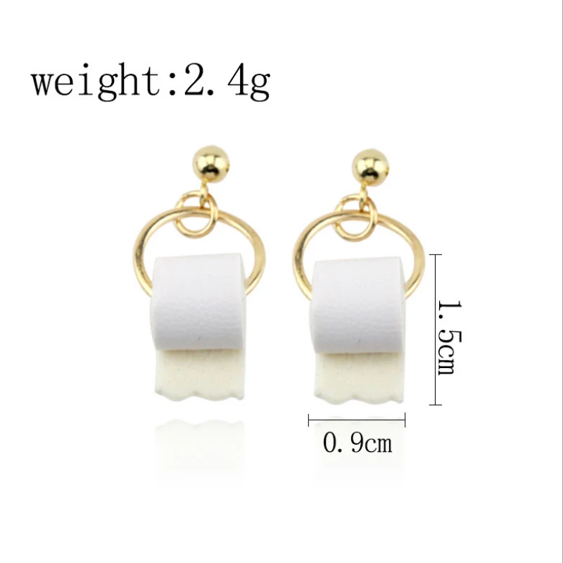 

2020 Funny Earrings 3D Roll Paper Dangle Earring Geometric Drop Earrings Creative Paper Towel Toilet Paper Studs for Women