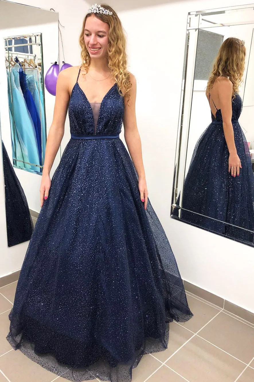 Robe De Soiree Блестящий Сияющий вечернее платье с блестками v-образным вырезом Выпускные платья Спагетти ремни Abiye Gece Elbisesi