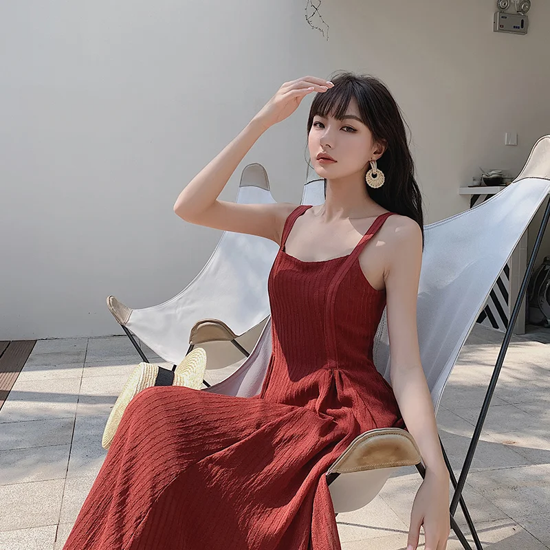 Женское праздничное летнее платье однотонное вечернее без рукавов пляжное миди