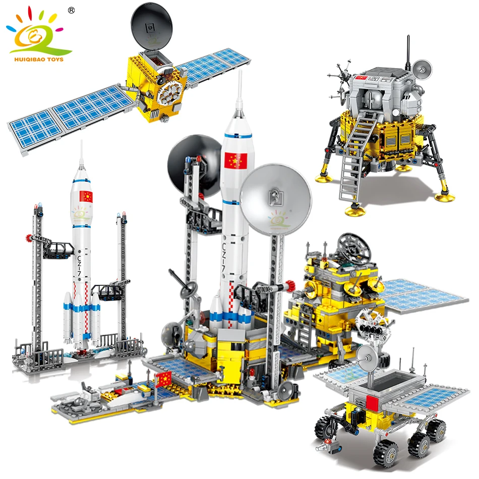 

HUIQIBAO 1395PCS Space Station Manned Spacecraft Building Blocks City Lunar Rover Rocket Aerospace Astronaut Figures Bricks Toys