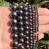 2346810mm natural stone black hematite stone round loose beads for jewellery making diy bracelet 15 inch per strand