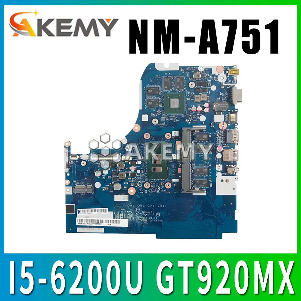 

NM-A751 материнская плата для ноутбука For Lenovo 310-15ISK 510-15ISK оригинальная материнская плата 4G-RAM I5-6200U GT920MX/940M