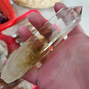 1pcs 200-300g Natural Crystal Point Citrine Healing Obelisk Yellow Quartz Wand Beautiful Ornament for Home Decor Energy Stone