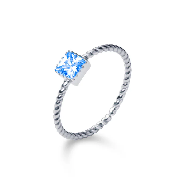 Silver(Blue) Trustdavis Настоящее 925 пробы Серебряное ослепительное квадратное CZ Кольцо с открытым пальцем для женщин Свадебное серебряное 925 ювелирное изделие DS1862 - Цвет основного камня: Silver(Blue)