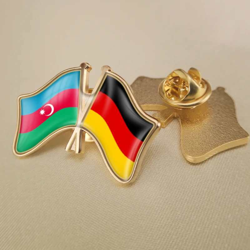 

Azerbaijan and Germany Crossed Double Friendship Flags Lapel Pins Brooch Badges