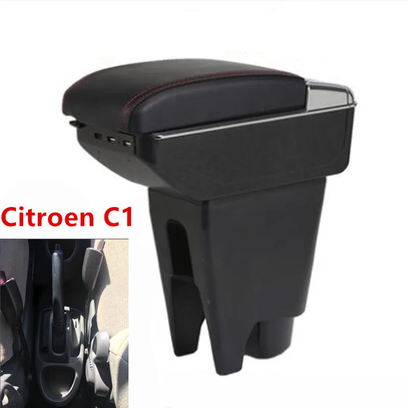 Для Citroen C1 подлокотник коробка зарядка через usb увеличивает двойной слой центральный магазин содержание держатель стакана, пепельница аксессуары