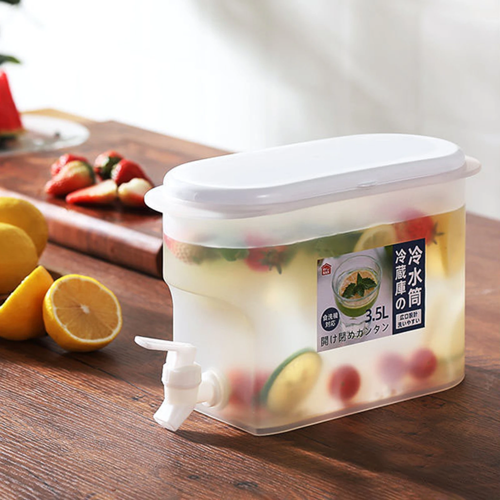 

3500ml Water Jug With Faucet Lemon Juice Jug Kitchen Drinkware Kettle Pot Cold Water Bottle Container Heat Resistant Pitcher