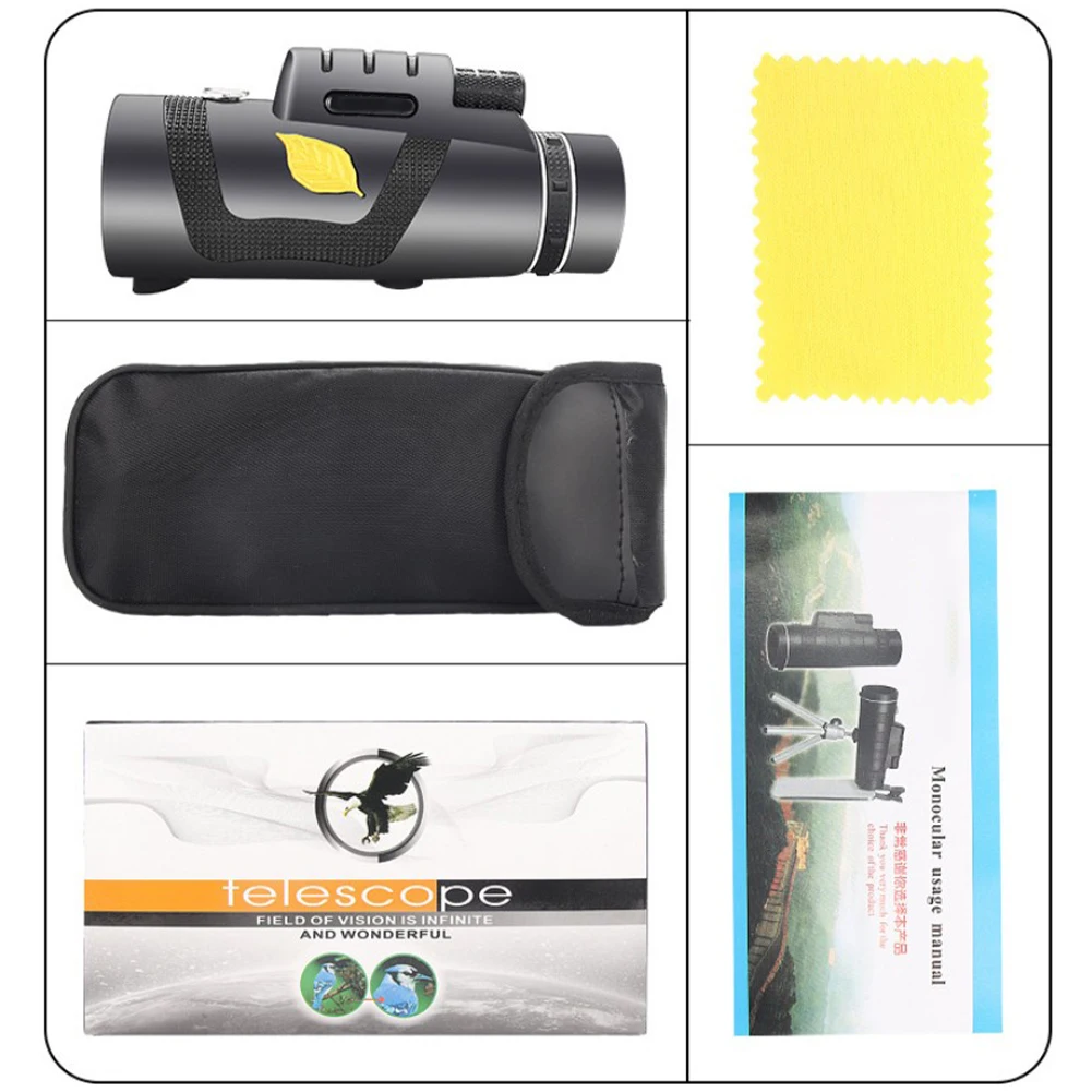 

Telescopio Powerful Monocular Telescope 12x50 With SmartPhone Holder Suitable For Hiking Camping equipment Tourism Spyglass