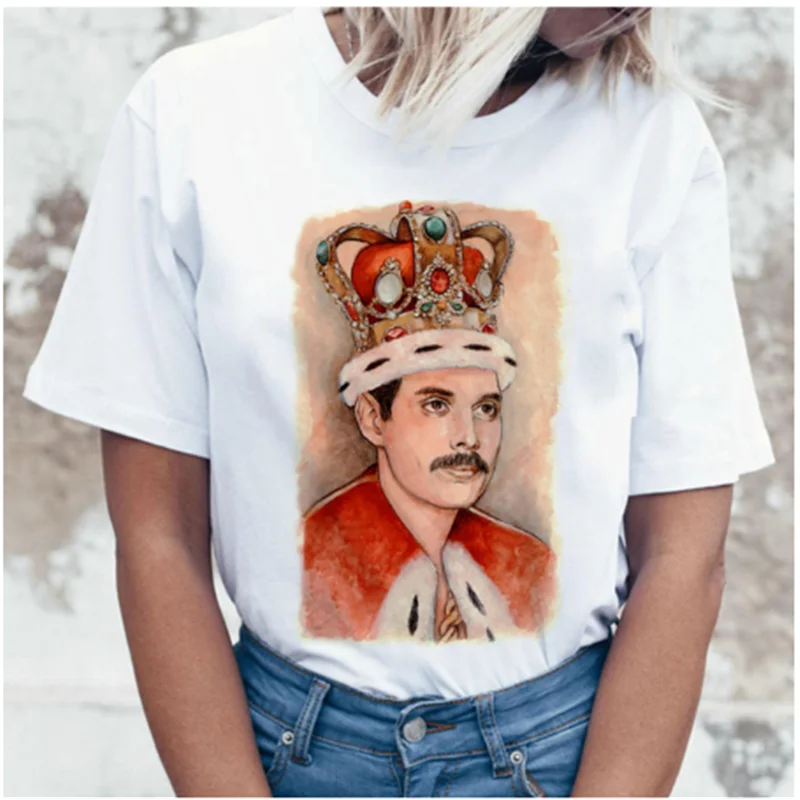 Женская футболка с круглым вырезом AOWOF Freddie Mercury (Фредди Меркурий) модная