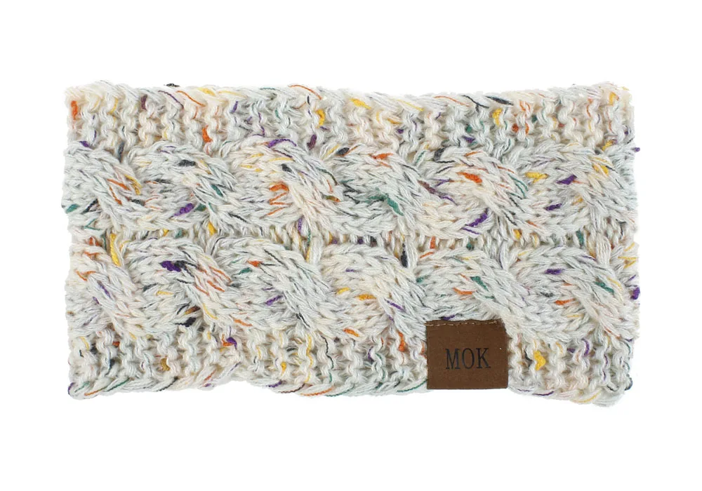 confetti white 21 цвет, Женский хвостик, шапки, вязаные крючком, без верха, шапки, конфетти, точки, уши, теплые повязки для волос, аксессуары для волос, дамские грязные булочки - Цвет: confetti white
