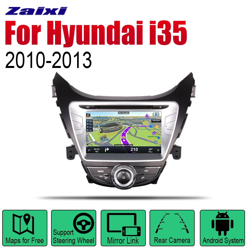 Автомагнитола ZaiXi на Android 2 Din с DVD для Hyundai i35 Elantra flutic 2010 ~ 2013 автомобильный
