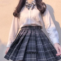 smoky gray girls womens japanese summer high waist pleated plaid skirts for jk school uniform students cloths