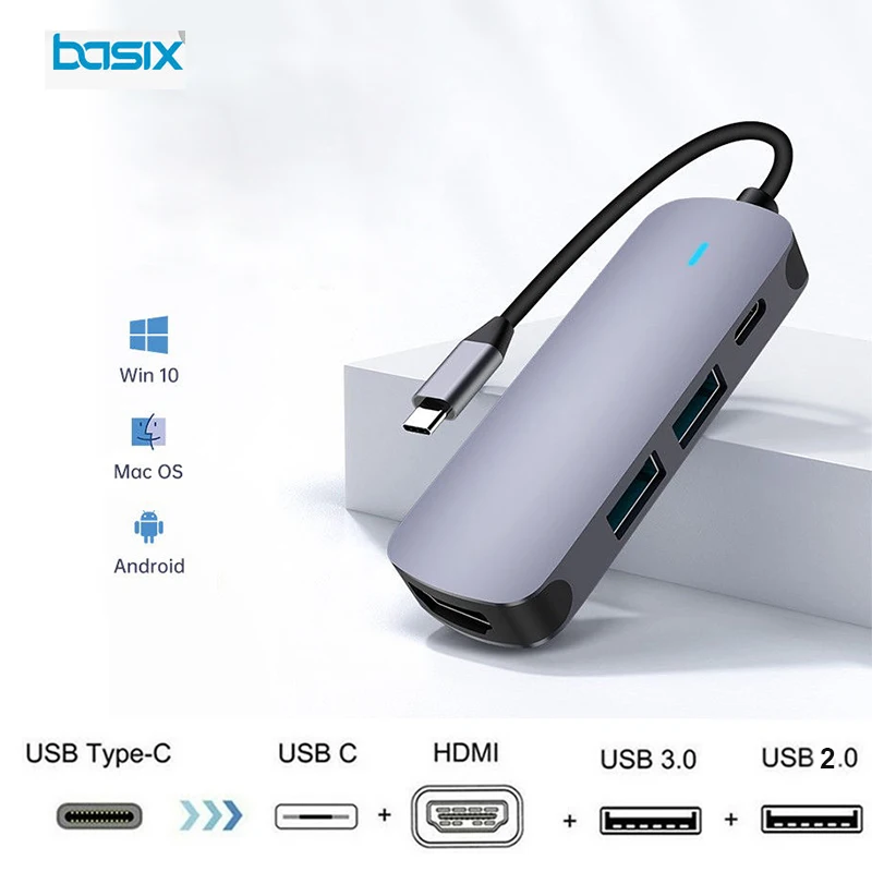 Кардридер Basix USB C на HDMI 4K Type SD TF 3 0 2 адаптер для Macbook Samsung S9 Huawei P20P30 Проектор Монитор