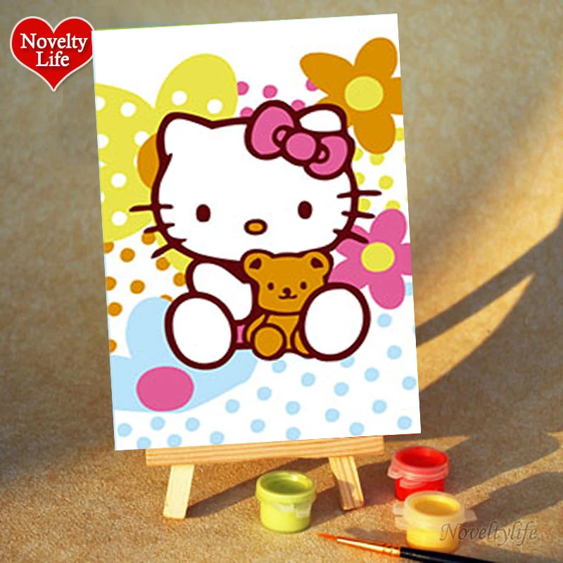 Картина маслом по номерам сделай сам маленький акриловый мультяшный кот для