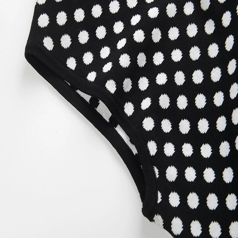 Подиумный винтажный сарафан женские платья вязанное тонкое платье в горошек