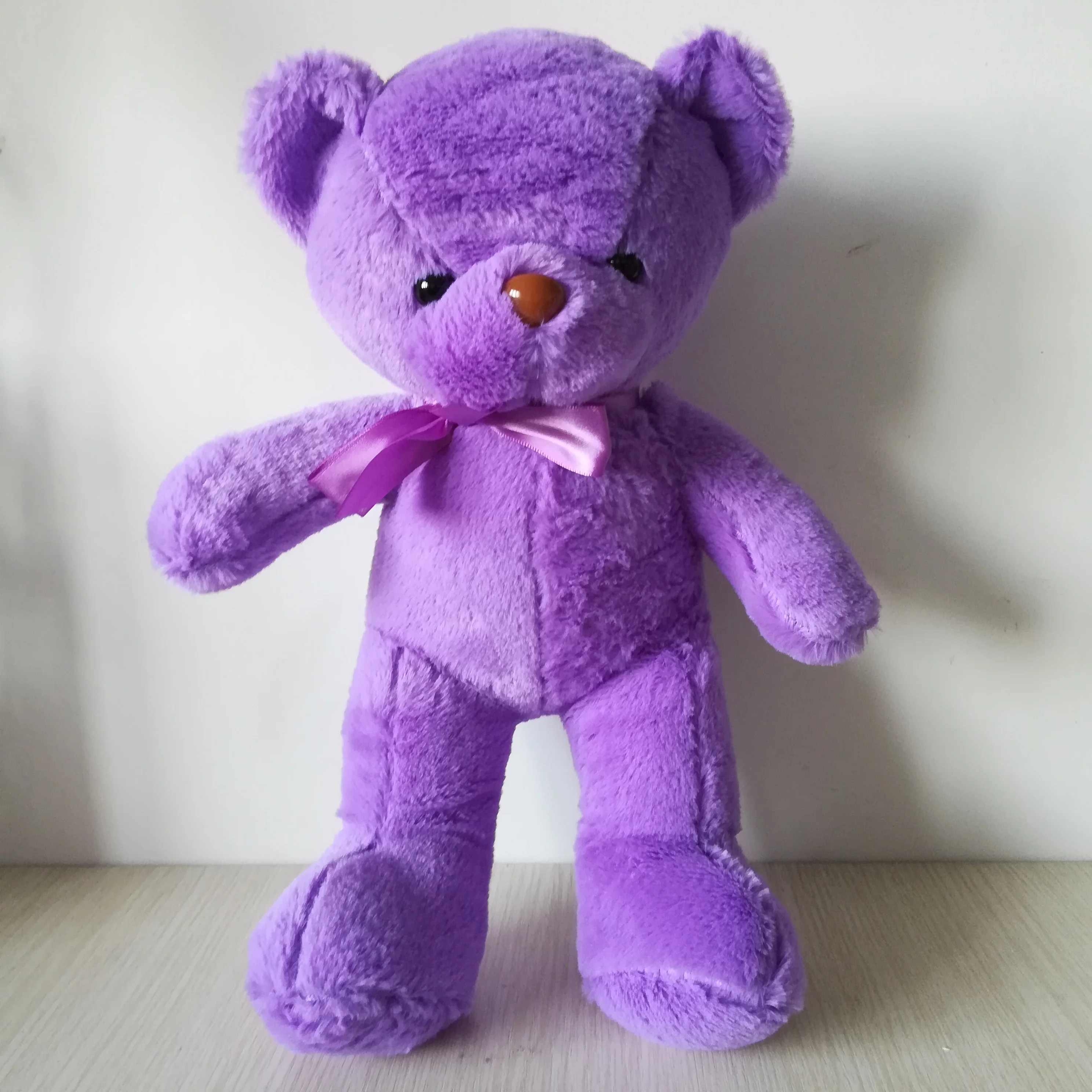 

about 35cm lovely purple teddy bear plush toy bowtie teddy bear soft doll birthday gift s1092