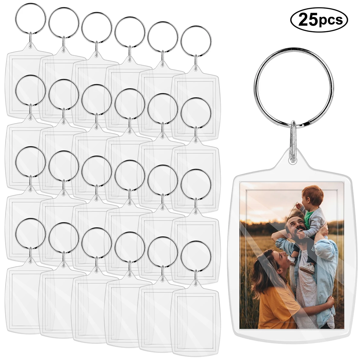 25pcs Photo Insert Keychain Transparent Acrylic Blank Keyrings Advertising Designer Software Ps Theme Key Ring | Дом и сад