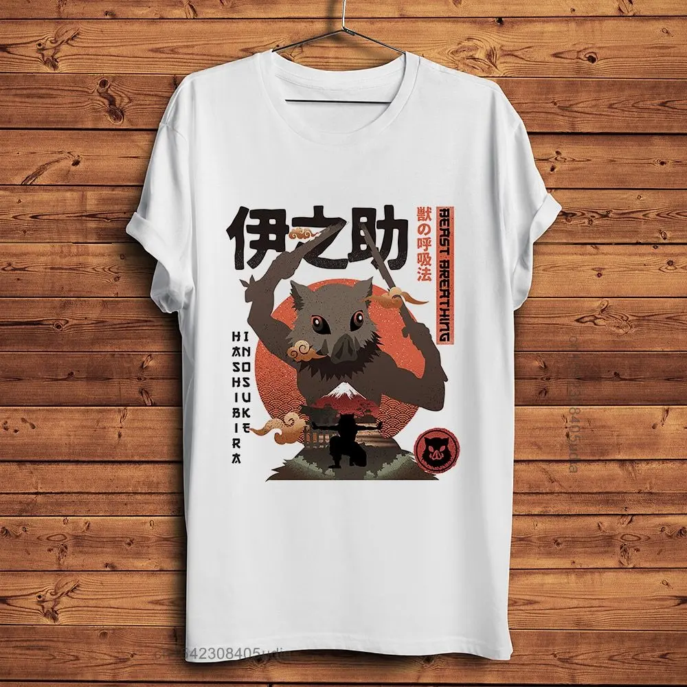 Demon Slayer Kisatsutai Wild Hashibira Inosuke Funny Anime T Shirt Homme White Casual Tshirt Men Unisex Manga Streetwear Tee