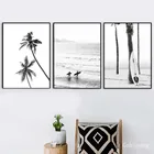 Плакаты и принты черно-белых прибрежных пейзажей для серфинга, морская волна, картины для фотографии, Картина на холсте, домашний декор