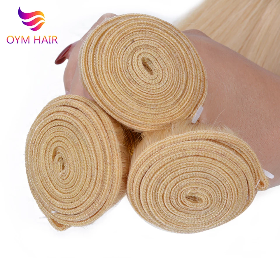 OYM волосы 613 медовый блонд пряди с закрытием бразильские Remy прямые человеческие