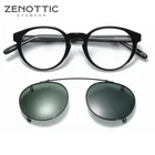 Солнцезащитные очки ZENOTTIC Мужские поляризационные, в стиле ретро, в круглой металлической ацетатной оправе, с магнитной застежкой, с защитой UV400