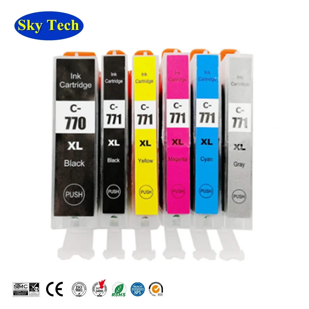 Совместимые чернильные картриджи 6PK для PGI770 CLI771 PGI 770 CLI 771 Canon Pixma
