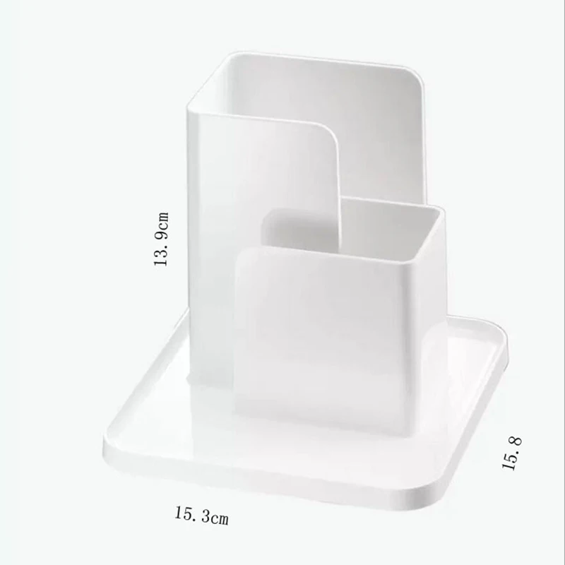 

Simple Desktop Pen Storage Shelf 4 Different Depth Makeup Organizer Boxes 360-degree Rotating Brush Holders Home Office Storage
