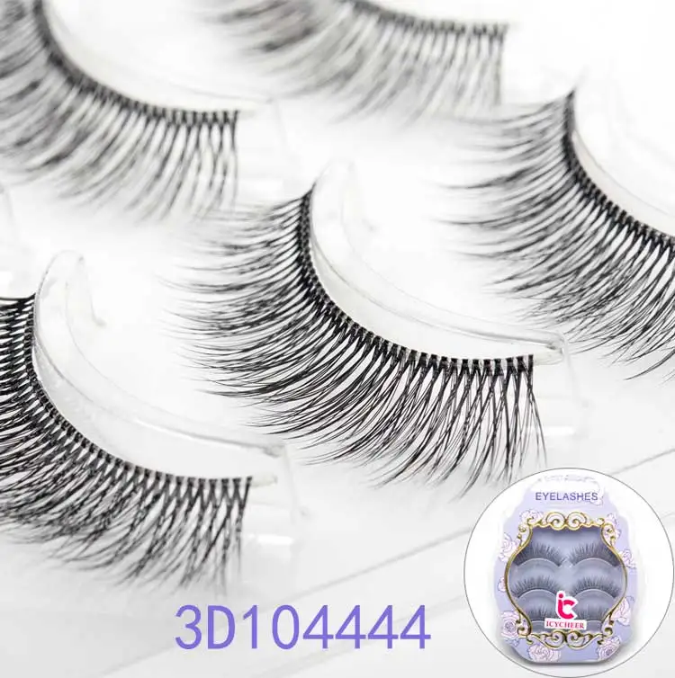 ICYCHEER, 3 пары, накладные ресницы, 3D, норковые ресницы, ресницы, удлиненные, прозрачные, Plstic, тонкие, ручная работа, полная полоса, ресницы, макияж