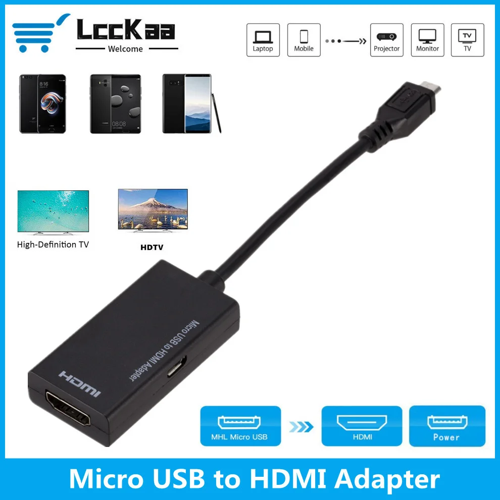 Micro USB 2 0 к HDMI совместимый кабель HD 1080P LccKaa для Android Samsung/HTC/LG конвертер Mini