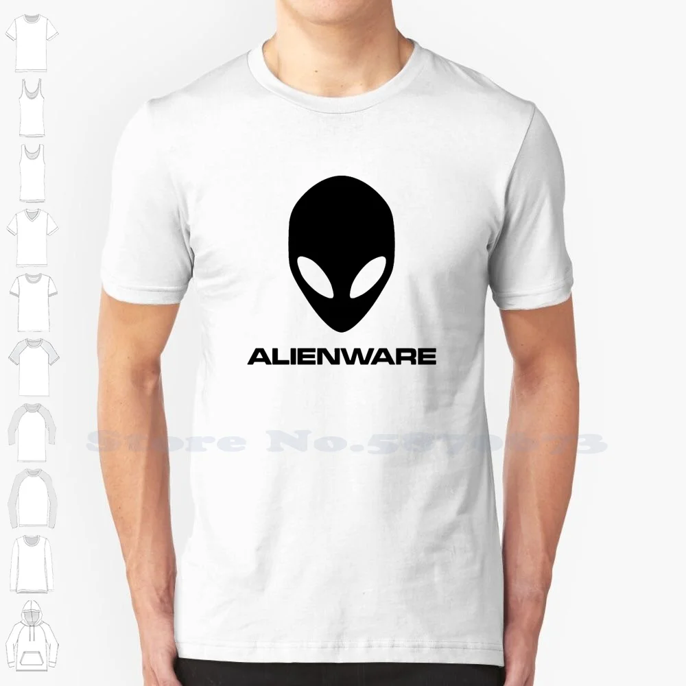 

Черная летняя забавная футболка с логотипом Alienware Dell для мужчин и женщин Alienware