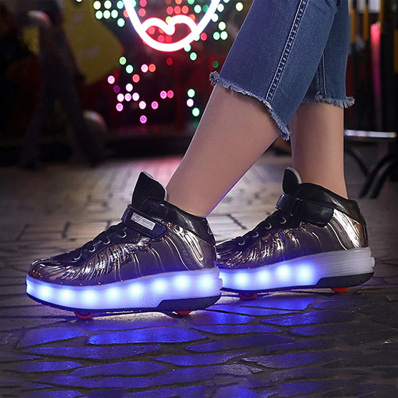 Кроссовки для мальчиков и девочек Fun Heelys из блестящей кожи со