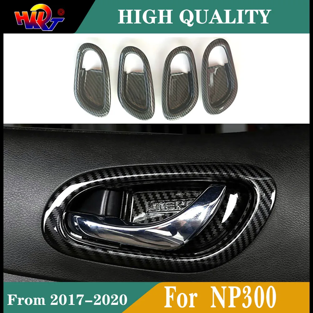 

4 Pc Carbon Fiber Color Door Handle Bowl Frame Decorator Cover Fit For Nissan Navara NP300 Car Accessories 2017 2018 2019 2020