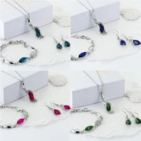 earrings blue bracelet crystal necklace jewellery set cubic zirconia uk for women gift