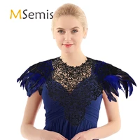 msemis gothic victorian top natural feather embroidery lace shrug shawl shoulder wrap cape bolero halloween cosplay costume