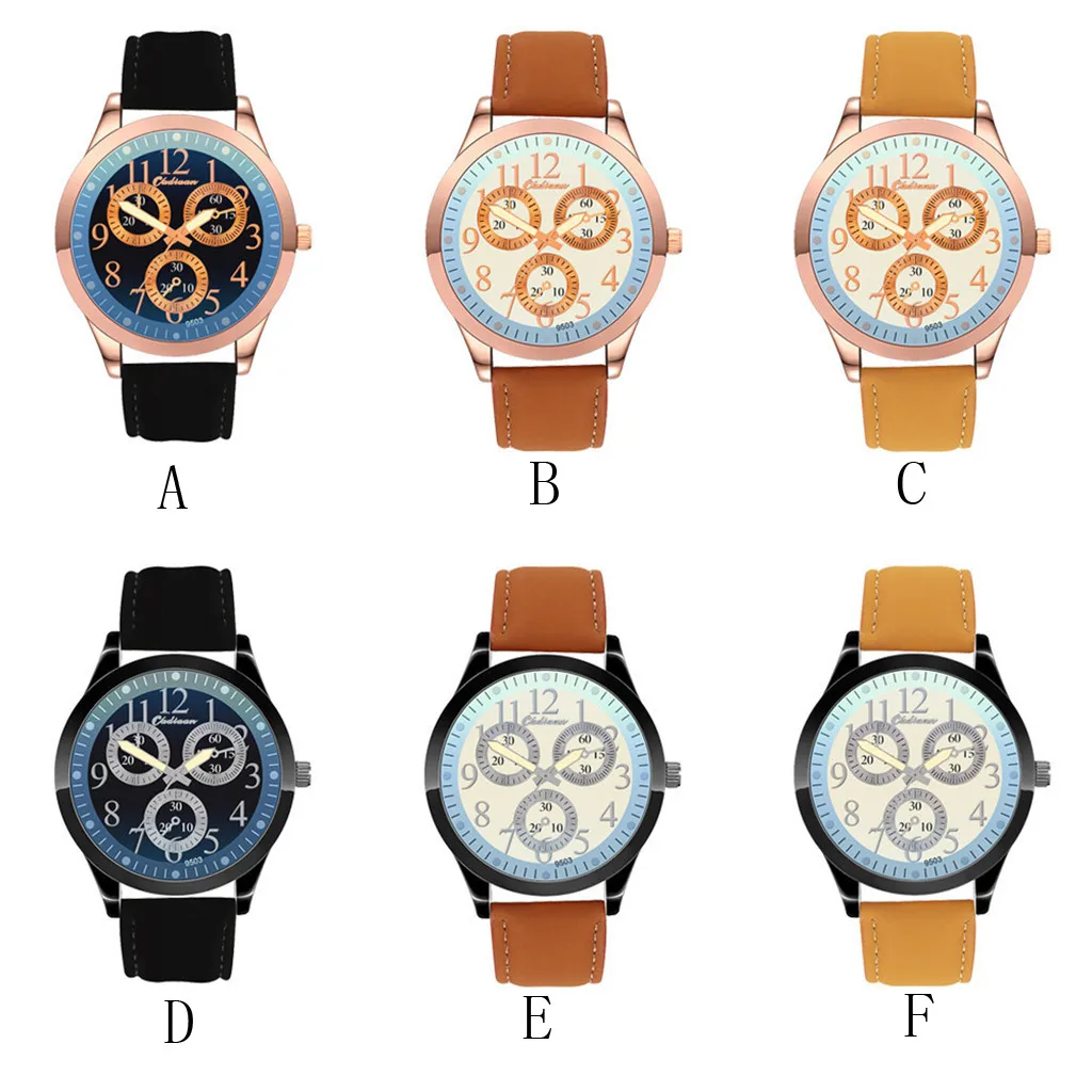 

watch men Leather Watch Fashion Hot Sale Men's Quartz Watch Luxury Pure Color Leather Casual Clock Watch 40*