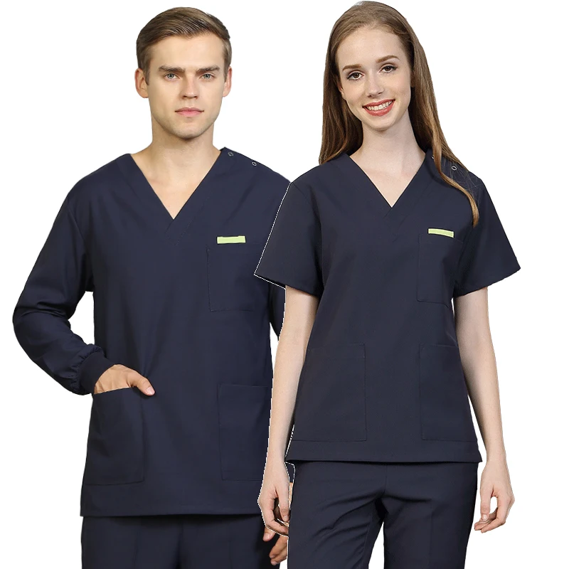 

Black Navy Scrub Uniform Nurse Workwear V Neck High Quality Ultra Soft Top Pant Doctor Working Suit Uniforms 301