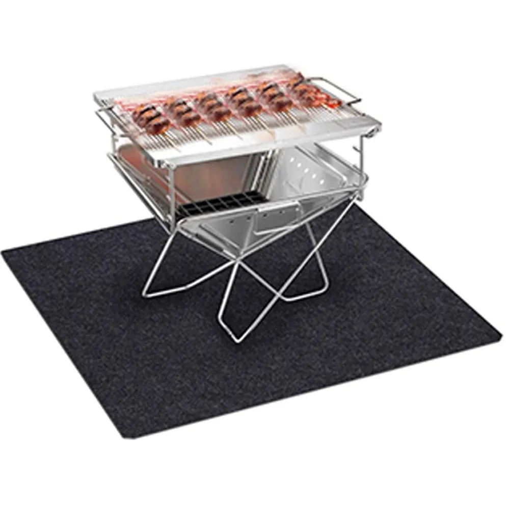 

1PC 127*91cm Fireproof Fire Grill Mat Floor Lawn Protection BBQ Grill Pad Rug Firepad Cover Garden BBQ Tools