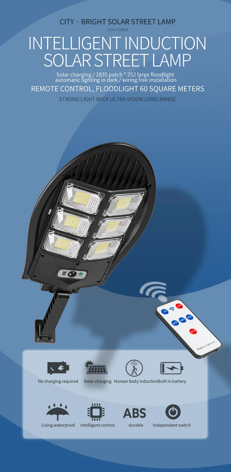 Светодиодный уличный светильник LIIBOT на солнечной батарее освещение для