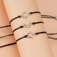 3pcs new simple star moon sun shape good friend bracelets handmade rope chain friendship bracelets for women girls jewelry gift