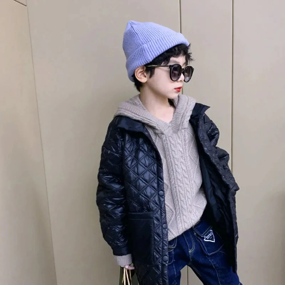 

3-15 Years Kids Jacket For Boys Cotton Padded Stand Collar Loose Children's Winter Clothing Toddler Teen Boy Parka Warm Coat